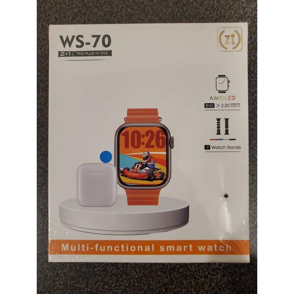 zt WS-70 WS Smartwatch AMOLED 2.20in Orange Case & Silicone Band Unlocked